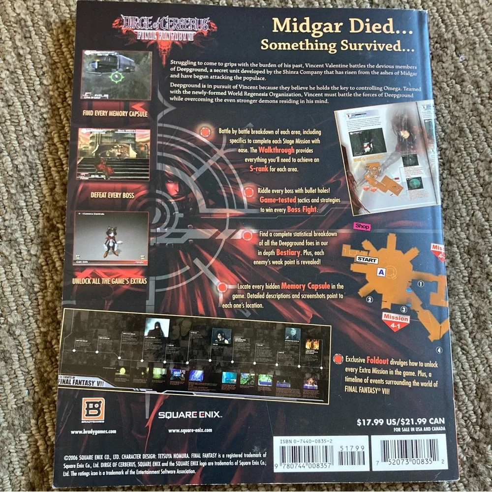 Dirge Of Cerberus Final Fantasy VII BradyGames Strategy Game Guide W/Fold-Out